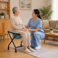 Chaise de toilette pliante portable avec seau amovible pour personnes âgées et handicapées – Facile à nettoyer – Sécurité en salle de bain