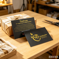 Cartes de remerciement personnalisées avec logo en feuille d'or noir mat pour les petites entreprises artisanales