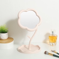 Miroir de table portable en plastique avec design de rangement rotatif et amovible, petite taille, pour dortoir, miroir de maquillage cosmétique