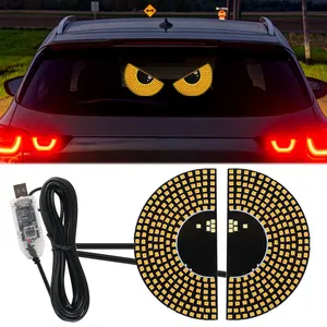 Ojos de Demonio Plug <span class=keywords><strong>and</strong></span> Play, Enchufe USB, Ojos LED Intermitentes, Panel de Pantalla LED para Parabrisas, 11 Modos, Ojos de Demonio Triangulares para Automóviles y Camiones - Product Image 2
