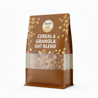 Sachet d'emballage personnalisé imprimé pour aliments secs (500g, 1kg), flocons d'avoine Ceres, granola – Pochette en plastique à fond plat avec fenêtre