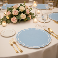 Sets de table en lin tissé imperméable fait main en gros, bord festonné brodé, 100% coton, pour la maison, les dîners et les événements