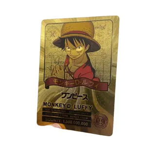 Ieces-cartas de aluminio chapadas en oro, colección de anime