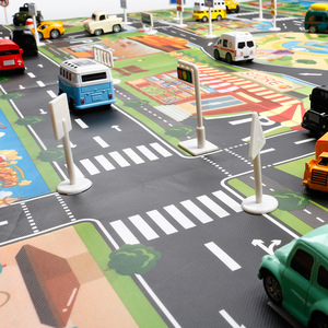 LASIVE TOYS Tapete de juego de tráfico y coches para niños, escena de estacionamiento, mapa grande 1:5, de tela, en inglés, para juego de simulación - Product Image 5