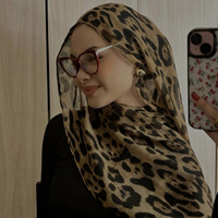 Foulard musulman léger et doux en coton pour femme, imprimé léopard, grande taille, en viscose et voile, vente chaude en gros