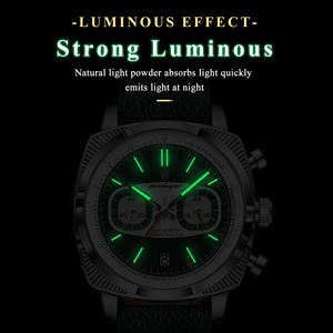 <span class=keywords><strong>Reloj</strong></span> de Cuarzo Poedagar 838 para Hombre, Correa de Cuero de Lujo, Cuadrado, Multifuncional, Cronógrafo, Luminoso e Impermeable - Product Image 3