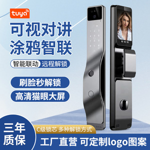 Serrure Intelligente Entièrement Automatique avec Reconnaissance Faciale, Empreinte Digitale, Wi-Fi, Stockage Cloud, Cylindre en Acier Inoxydable Grade C, Porte en Acier, Application Tuya - Product Image 5