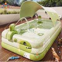 Grande piscine gonflable à motif de dinosaure, piscine pour enfants, spa, matériau PVC durable, 1,4x2,1m, garantie 3 ans pour la famille