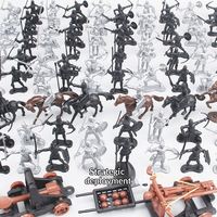 Ensemble de modèles de jouets de guerre en plastique pour le commerce extérieur, avec véhicules de siège, soldats anciens et éléments d'assemblage DIY, thème château militaire, pour la maternité