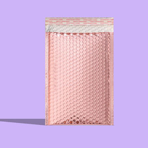 Film plaqué aluminium rose doré épaissi, taille 28cm x 37cm + 6 sacs à bulles, sacs express, sacs d'emballage cosmétique, vente en gros - Product Image 1