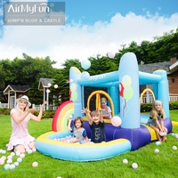 AirMyFun Kids Play Ballon Rainbow Gonflable Jump Bouncy Castle Bounce House With Ball Pool