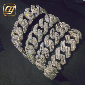 14 15 16MM Cuban Link Bracelet 925 Sterling Silver VVS Moissanite Diamond <b>Iced</b> <b>Out</b> Cuban Link <b>Chain</b> Hip Hop Jewelry Bracelet - Product Image 3