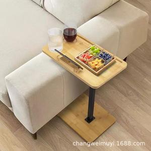 Wooden Side Table Rectangle 2 Layer Portable Standing Type <b>Storage</b> <b>Tray</b> for Living Room Bedroom Bathroom Shelf - Product Image 4