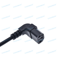 Câble d'alimentation à montage sur panneau C13 à C14 à angle descendant de 0.6m, rallonge d'alimentation PDU 90 degrés IEC 320 C13 femelle à C14 mâle