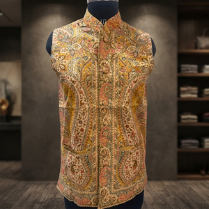 Chaleco Formal Jacquard para Hombre, Elegante, Hecho de Poliéster y Lana, Corte Regular, Diseño de Cuello en V, para Bodas y Recepciones - Product Image 1