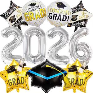 Set di Palloncini per Laurea e <span class=keywords><strong>Compleanno</strong></span>, 3 Stili di Palloncini in Foil con Numero e Design Cappello da Dottore per Decorazioni Cerimonia e Festa - Product Image 1