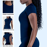 T-shirt de yoga sans couture personnalisé pour femme en Spandex/Nylon – Haut de sport de haute qualité pour l'entraînement, la gym et le fitness – Vente en gros