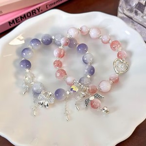 Bracelet en perles de cristal à double explosion de couleur petite taille avec motif papillon, fleur et ange, pour femme, décoration de la main, cadeau pour petite amie - Product Image 3