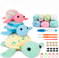 Kit de crochet DIY Famille de tortues (lot de 3) pour débutants – Ensemble complet avec fils, crochets et tutoriels vidéo étape par étape – Cadeau d'anniversaire