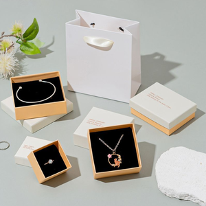 Caja de Joyería de Cartón Ecológica con Logotipo Personalizado del Fabricante, Caja para Collar, Anillo, Colgante, con Tapas y Bases para Empaque - Product Image 1