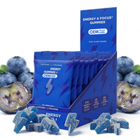 Gummies énergétiques Focus Energy OEM, complément énergétique à la caféine avec L-théanine pour stimuler le cerveau, développer les muscles, complément pré-entraînement