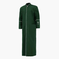 Robe de Prêtre en Polyester Mat en Gros, Col Montant, Uniforme de Pasteur d'Église avec Croix Brodé, Logo et Couleurs Personnalisables Disponibles