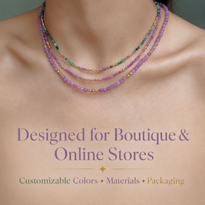 Collar de Piedras Preciosas con Cuentas, Personalizado, Bajo MOQ, Producción Rápida, Collar de Cuentas de Piedra Natural para Marcas de Joyería - Product Image 3