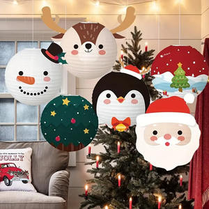 Juego de 6 uds de farolillos navideños, farol de papel decorativo, patrón de Reno de Papá Noel para decoración navideña, decoraciones navideñas para fiestas en casa - Product Image 5