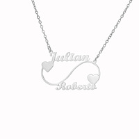 Collier avec pendentif personnalisé en forme de cœur avec deux noms, plaqué or, bijoux tendance, cadeau pour femmes et hommes