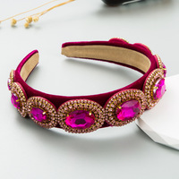 Vente en gros, accessoires de cheveux de luxe légers de l'industrie lourde, bandeau haut de gamme à tempérament plein de diamant, tendance