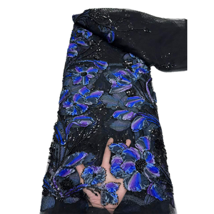 NI.AI yeni stil çiçek tasarım dantel inci dantel Net kumaş pullu boncuklu dantel renkli nakış kumaş inci dantel - Product Image 1