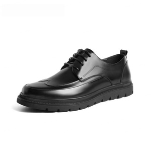Chaussures pour hommes en cuir de vachette première couche, style Derby anglais, en cuir véritable, à bout rond et à lacets, pour le printemps - Product Image 2