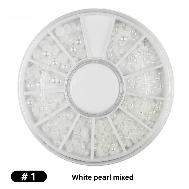 Móng tay nghệ thuật tự làm đồ trang sức trắng ngọc trai tấm sứ trắng đa năng bán tròn phẳng dưới 2/3mm đĩa màu bán buôn