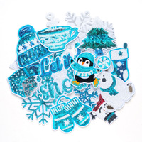 Patchs thermocollants de Noël d'hiver à sequins : flocon de neige, bonhomme de neige, pingouin, ours, sapin de Noël, chaussette, gant – Décoration à appliquer pour vêtements DIY