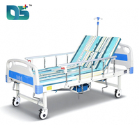 Lit médical manuel réglable à 5 fonctions et 5 manivelle, avec trou pour pot, matelas, roulettes et table à manger