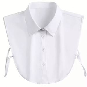 Kemeja Rajut <span class=keywords><strong>Formal</strong></span> Bisnis Pria dan Wanita Kerah Katun Kancing Lipat Warna Hitam Putih Serbaguna Hias Kerah - Product Image 2
