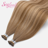 Extensions de cheveux humains Super Double Drawn à kératine, 100% vierges, avec cuticules intactes, pointes plates, en V et en I