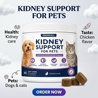Tablet Kunyah Pendukung Kesehatan Ginjal Hewan Peliharaan Label Pribadi, Alami Bebas Biji-bijian, Pendukung Antioksidan untuk Kucing & Anjing