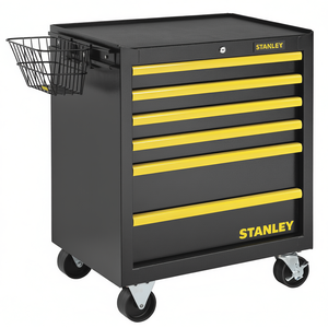 Chariot d'atelier Stanley à 6 tiroirs, 26 pouces, armoire à outils roulante avec panier de rangement pour garage et atelier - Product Image 2
