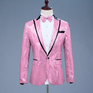 Chaqueta de vestido de lentejuelas con un botón para hombre, traje de fiesta, para boda, cantante de escenario, con lazo incluido, novedad de 2022 - Product Image 2