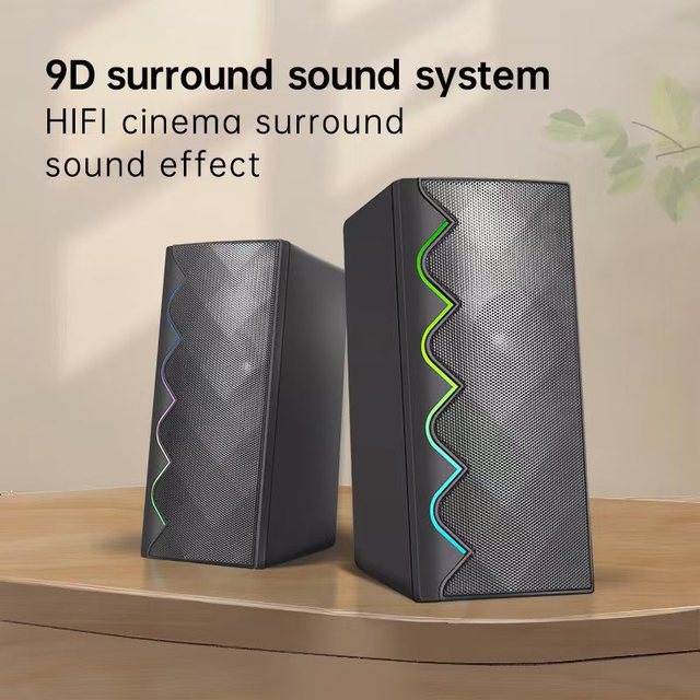 Wholesale Price K2062 2.0 Channel Metal Plastic Wired Speaker Rainbow LED Lighting Sound System Desktop Computer DJ Home Speaker