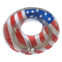 Anneau gonflable de natation de drapeau américain de piscine de plage extérieure d'été pour des enfants avec des poignées