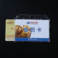 Porte-cartes double face en plastique rigide, transparent, horizontal, porte-badges d'identification