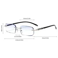 Lunettes de vue sans monture de luxe à bords taillés en diamant, portables, pour hommes et femmes, ultralégères, HD, anti-lumière bleue, myopie dioptrie 0-4.0, noires