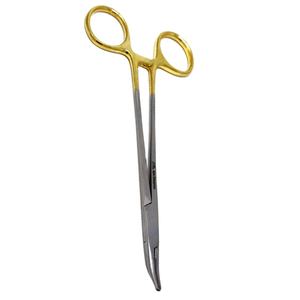 Medic Instrument Tungsten Carbide Inserts and <b>Gold</b> <b>Rings</b> With Locking Mechanism 15.24 Cm Tc Heaney Needle Holder Driver Curved - Product Image 1