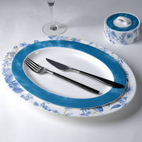 Vaisselle en porcelaine gaufrée vaisselle en gros vaisselle en céramique en vrac pas cher 48 pièces ensembles de vaisselle décalcomanie assiette vaisselle à manger