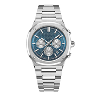 Produsen Jam Tangan Kustom OEM Desainer Jam Tangan Stainless Steel Pria Fashion Mewah Jam Tangan Dial Biru Logo Montres De Luxe