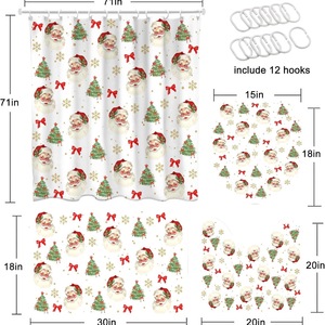 Cortina de Ducha de Poliéster con Diseño de Lazo Blanco de Santa Claus, Cortina de Baño con Impresión Digital Personalizada, Impermeable, Venta al por Mayor, Moderna - Product Image 2