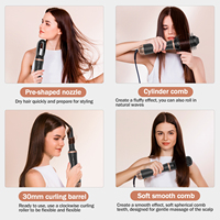 Styler capillaire électrique 6-en-1 OEM direct usine, brosse sèche-cheveux ionique à air chaud, peigne auto-enroulant