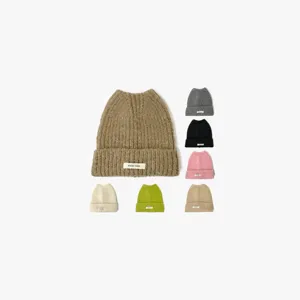 Autumn Winter Big Head Warm Knitted Hat Solid Color Warm Beanie Knit Hats Womens Winter Hats